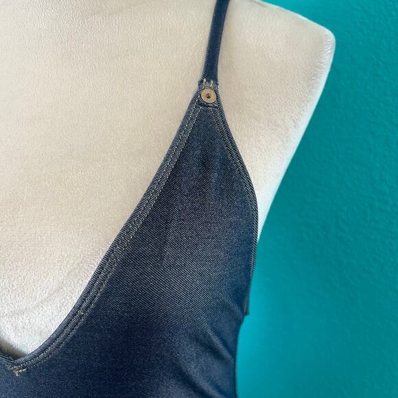 NWT AE x Aerie Match Made In Denim Plunge Cheekiest One Piece Swimsuit - Picture 5 of 10